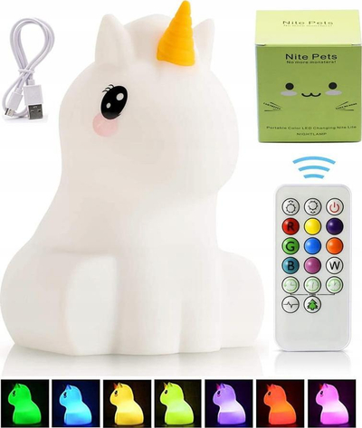 Llambë nate për fëmijë Unicorn LED, silikon, shumëngjyrëshe