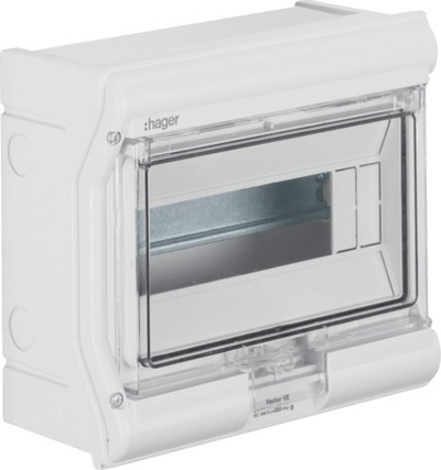 Panel shpërndarës modular Hager Vector VE110SN, 1x10 module, montim sipërfaqësor, gri