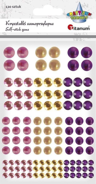 Stickers dekorativë Titanum Self-Adhesive Crystals Pearls Mix, 120 copë, vetëngjitës, rozë bezhë vjollcë