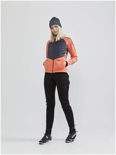 Pantallona sportive për goca Craft Glide FZ, softshell, me zinxhir anash, të zeza