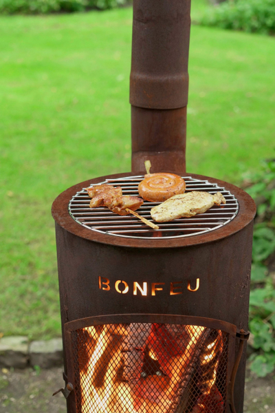 Oxhak kopshti BonFeu Bongiano SP 3001R, çelik Corten rusty, me grill, ngjyrë kafe e ndryshkur
