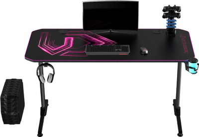 Tavolinë gaming Ultradesk Frag V3, 140 cm, me menaxhim kabllosh, e zezë me rozë