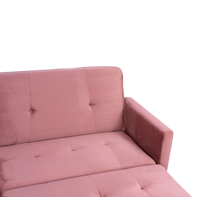 Divan këndor krevate Velvet HM3151.02, 211x158 cm, me tabure, rozë dusty