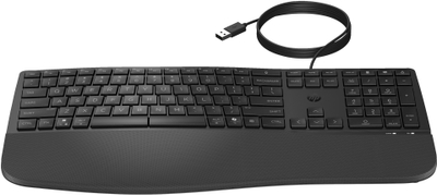 Тастатура HP 485 Comfort, со кабел, ергономска, црна