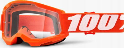 Syze motokrosi 100% Strata 2 Junior, xham transparent anti-fog, portokalli