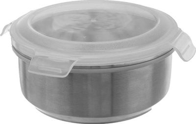 Kuti dreke inox e rrumbullakët, kapak hermetik, çelik inox, argjend