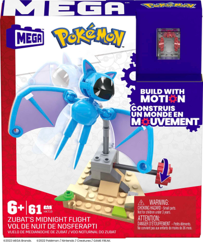 Set ndërtimi MEGA Pokémon Zubat's Midnight Flight, 61 pjesë, për kalamaq