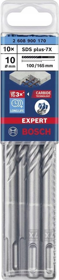 Set stërvitëse çekiçi Bosch SDS plus-7X, 10mm, 165mm, 10 copë