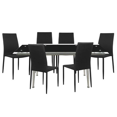 Set ngrënieje Loca-Teta, 7-pjesësh (Tavolinë 170×80 cm + 6 karrige) HM10010.02, zezë