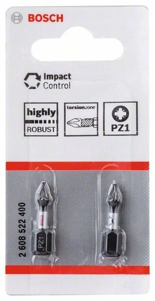 Set bit kaçavidash Bosch Pro Impact Control Torsion PZ1, 25mm, 2 copë