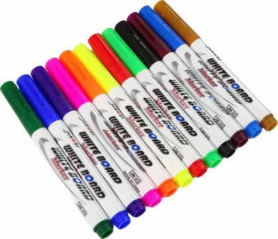Markera për tabelë të bardhë Leantoys, 12 copë, me ngjyra të ndryshme