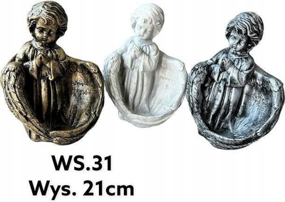 Figurinë varri Decomar WS.31, engjëll në gjunjë, 21cm, argjendi