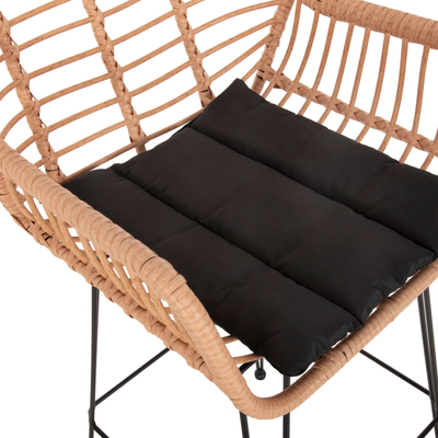 Tabure i lartë bar Allegra HM5640.11, ratan sintetik, metal, bezhë e zezë