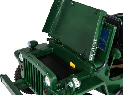 Makinë lodër elektrike Jeep Willys Military, 12V, 3 vende, jeshile ushtarake