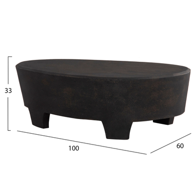 Tavolinë për kafe oval Santorini 100x60x33Hcm (FB918066), zezë