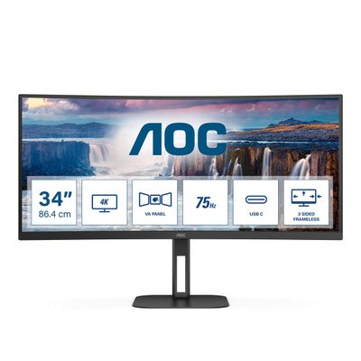 Монитор AOC CU34V5C, 34\", UWQHD, црн