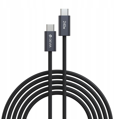 Kabllo karikimi Devia Extreme EC652 USB C në USB C, 2m, 240W, e zezë