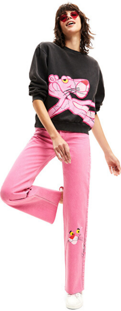 Bluzë Desigual Sweat Pink Panther Regular Fit, e zezë