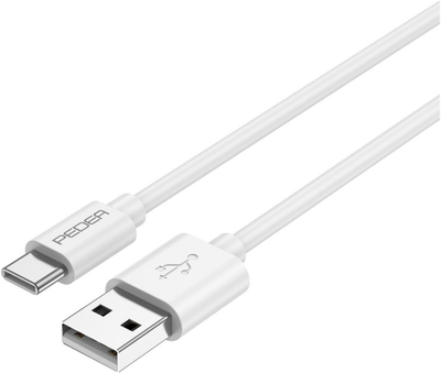 Kabllo karikimi PEDEA USB A në USB C, 1m, pako 30 copë, e bardhë