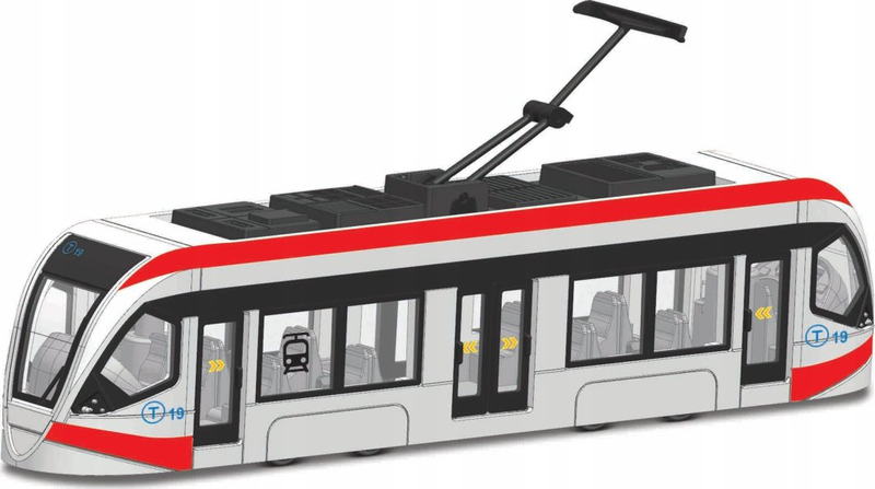 Lodër tramvaj Bburago City Trams, 19cm, metal, e kuqe e verdhë