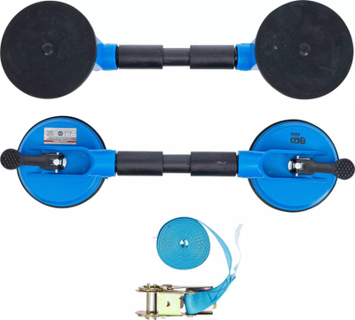 Set mbajtës xhami BGS 8000, 3 pjesë, kapacitet 2x60kg, blu