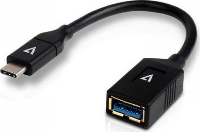 Kabllo adapter V7 USB 3.0 A femër në USB C mashkull, 0.3m, i zi