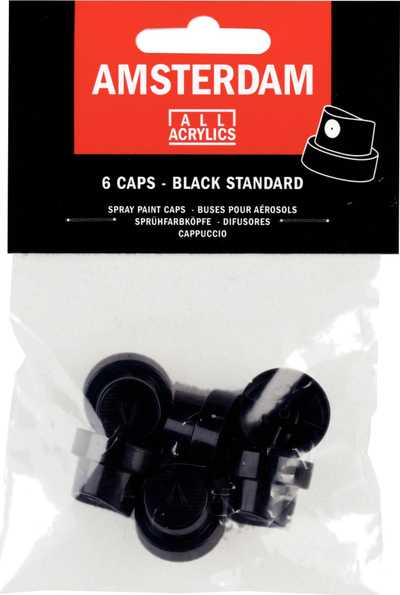 Kapakë spreji Amsterdam Spray Paint Caps Black 6x, set me 100 copë, 2.5 cm, të zinj