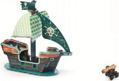 Lodër anije piratësh Djeco Pirate Ship 3D, model 3D, shumëngjyrëshe