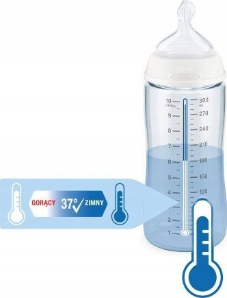 Шише за бебиња NUK First Choice Plus, 300ml, контрола на температура, проѕирно