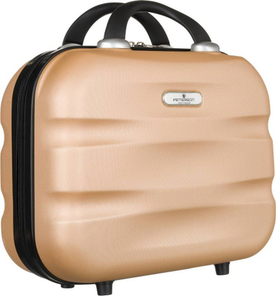 Valixhe kozmetike Peterson Travel Case, ABS i fortë, me doreza dhe rrip për valixhe, ngjyrë ari