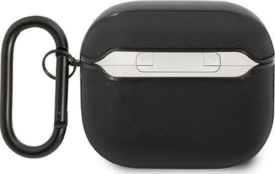 Kapak Mercedes AMG Leather Big Logo për AirPods 3, lëkurë, i zi