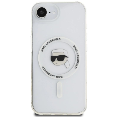 Футрола за телефон Karl Lagerfeld IML Metal Karl Head MagSafe за iPhone 16E, бела