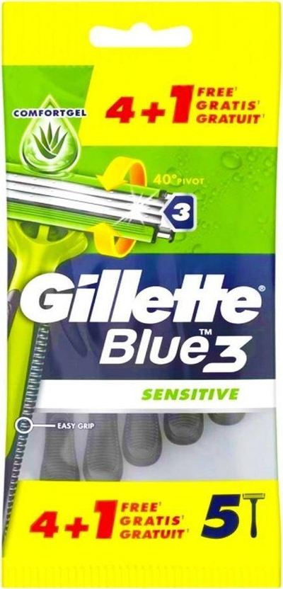 Brisk njëpërdorimësh Gillette Blue 3 Sensitive, 4+1 copë