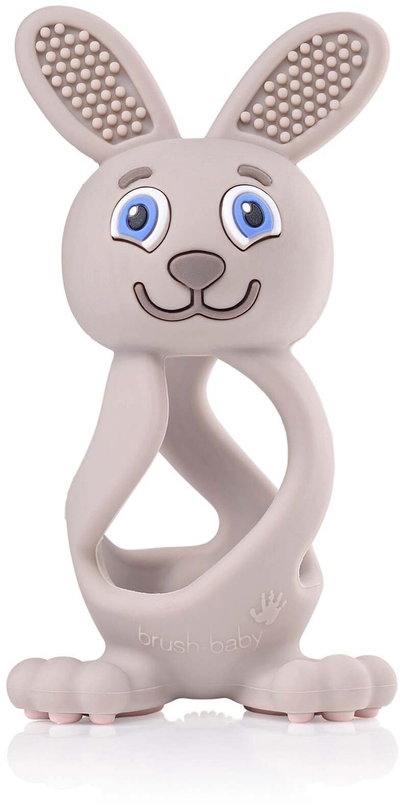 Lodër për dhëmbëzimin Brush-baby Bobbie Bunny, për foshnja, material i butë, gri cappuccino