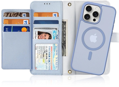 Mbështjellës telefoni Dux Ducis Lawa për iPhone 15 Pro Max, lëkurë, blu