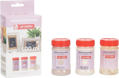 Set boje dhe llak Royal Talens Color + Varnish Vintage Chalk Beiges, 2 x 100ml boje, 200ml Crackle Medium, bexh