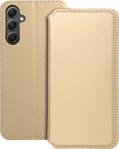 Këllëf-portofol Dual Pocket për Samsung Galaxy A34 5G, me xhepa për karta, mbyllje magnetike, ngjyrë gold