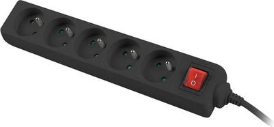 Shirit elektrik Lanberg PS1, 5 prize, kabllo 1.5 m, i zi