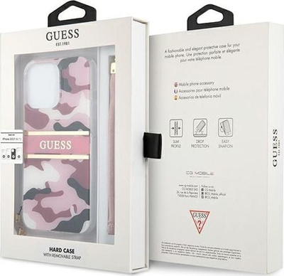 Kapak telefoni Guess GUHCP13XKCABPI për iPhone 13 Pro Max 6.7", hardcase me rrip, rozë camo