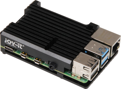 Kuti alumini për Raspberry Pi 4B Joy-it Armor, disipim nxehtësie, e zezë