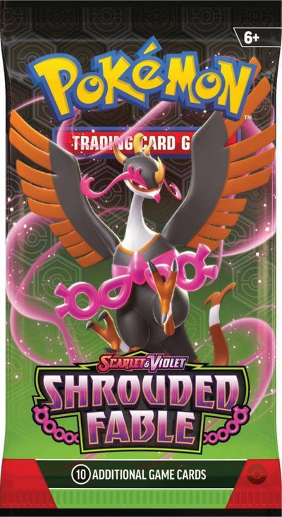 Pako letra loje Pokémon TCG Scarlet &amp; Violet Shrouded Fable, 3 booster packs, 10 letra për booster, shumëngjyrëshe