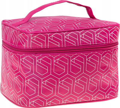 Kuti kozmetike Inter Vion Geometric Rectangular, me dorezë, ngjyrë magenta