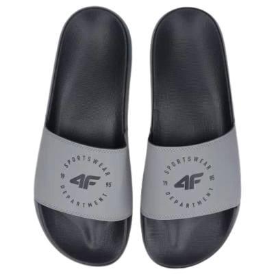 Shapka pishine për burra 4F Slides, shkumë e lehtë, slip on, gri me të zezë