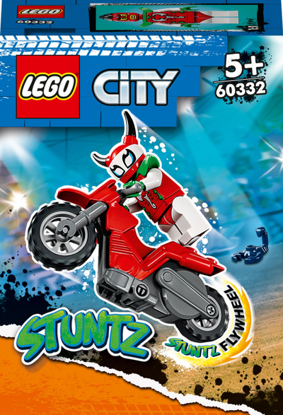 Set lodër LEGO City Daring Scorpion Stunt Bike 60332, motor kaskadash me rrotë inerciale, figurë Scorpion Luchadora, shumëngjyrëshe