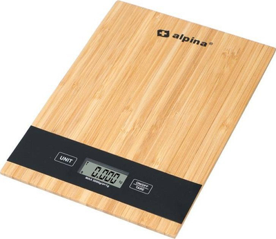 Кујнска вага Alpina Bamboo, 5 kg, дигитална, природна бамбус