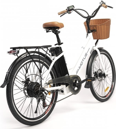 Biçikletë elektrike Motus City 26, motor 250W, bateri 36V 12.5Ah, e bardhë