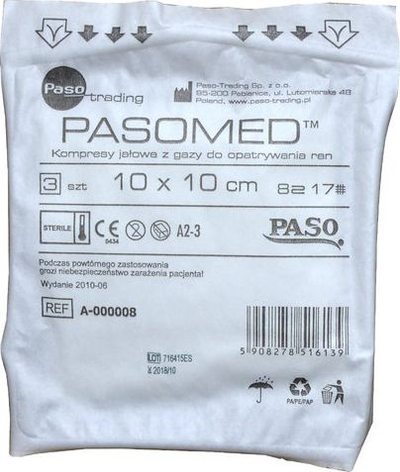 Kompresa sterile Paso-trading, 10 x 10 cm, 3 copa, e bardhë