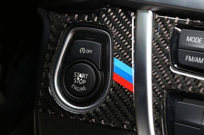 Mbulesë dekorative butoni start stop BMW F30 F34, efekt karboni, ABS, e zezë