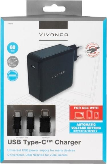 Karikues USB Type‑C Vivanco 34318, 60W, universal, i zi