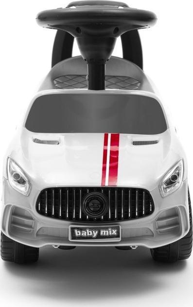 Makinë lodër ride-on Baby Mix Racer, me timon me muzikë, sedilje me hapësirë poshtë, e bardhë